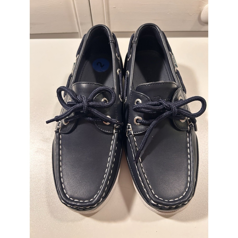 Bass Boys Boat Deck Shoes Size 2.5 Blue Loafer Preppy Lace Up Casual Dressy